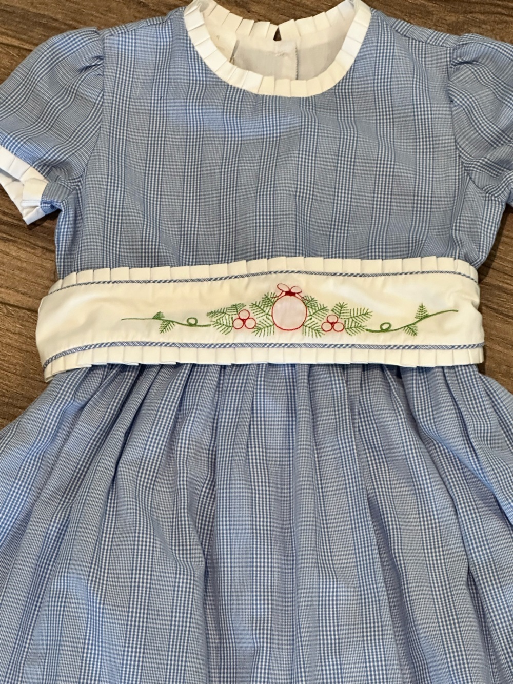 Marco & Lizzy Classic Blue and White Plaid Girls (4) Dress with Holiday Belts - Picture 3 of 7